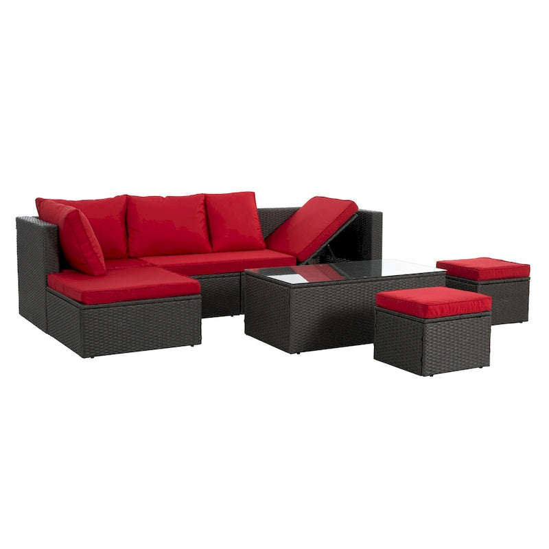 Seasonal PE Outdoor Wicker Furniture,7 PCS Set