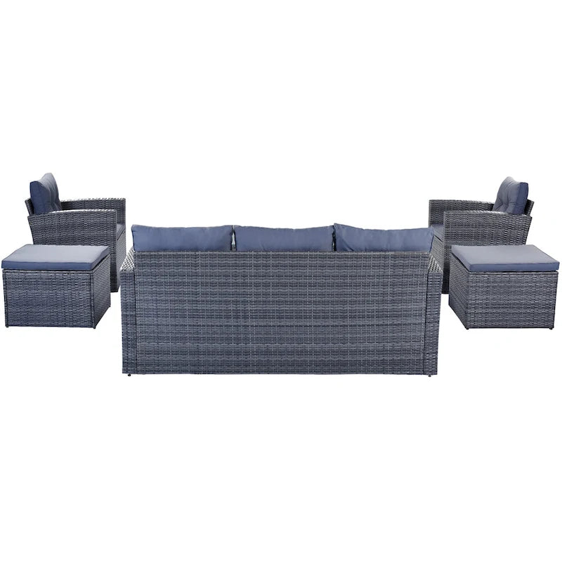 GO 6-piece All-Weather Wicker PE rattan Patio Outdoor Dining Conversation Sectional Set with coffee table