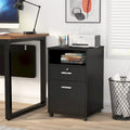 Mobile File Cabinet with 2 Locking Drawers and Wheels – Black / White / Vintage Brown