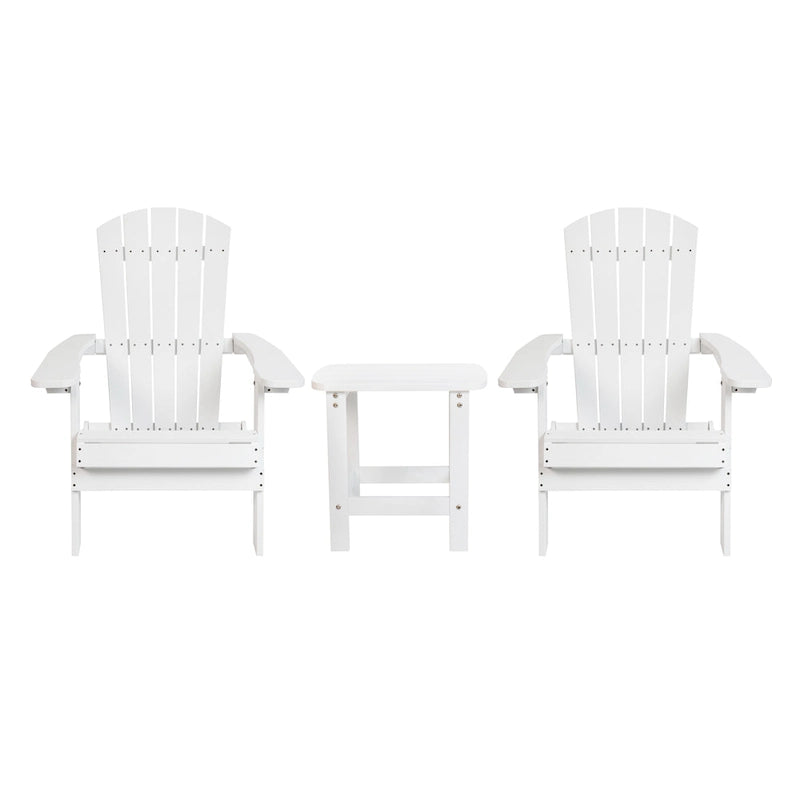 Set of 2 Indoor/Outdoor Folding Adirondack Chairs with Side Table - 34 D x 30.25 W x 37 H