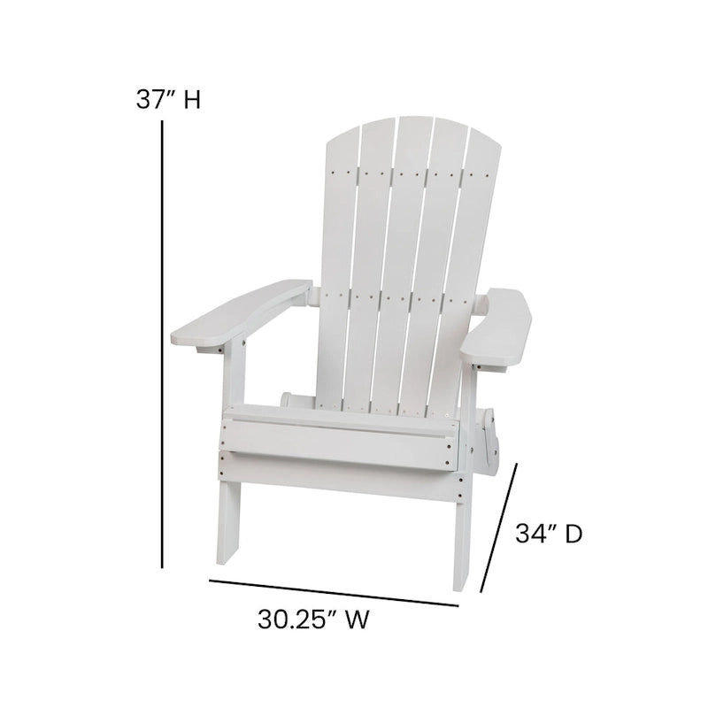Set of 2 Indoor/Outdoor Folding Adirondack Chairs with Side Table - 34 D x 30.25 W x 37 H