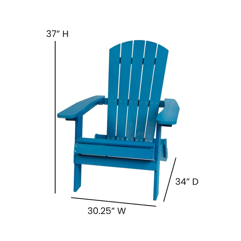 Set of 2 Indoor/Outdoor Folding Adirondack Chairs with Side Table - 34 D x 30.25 W x 37 H