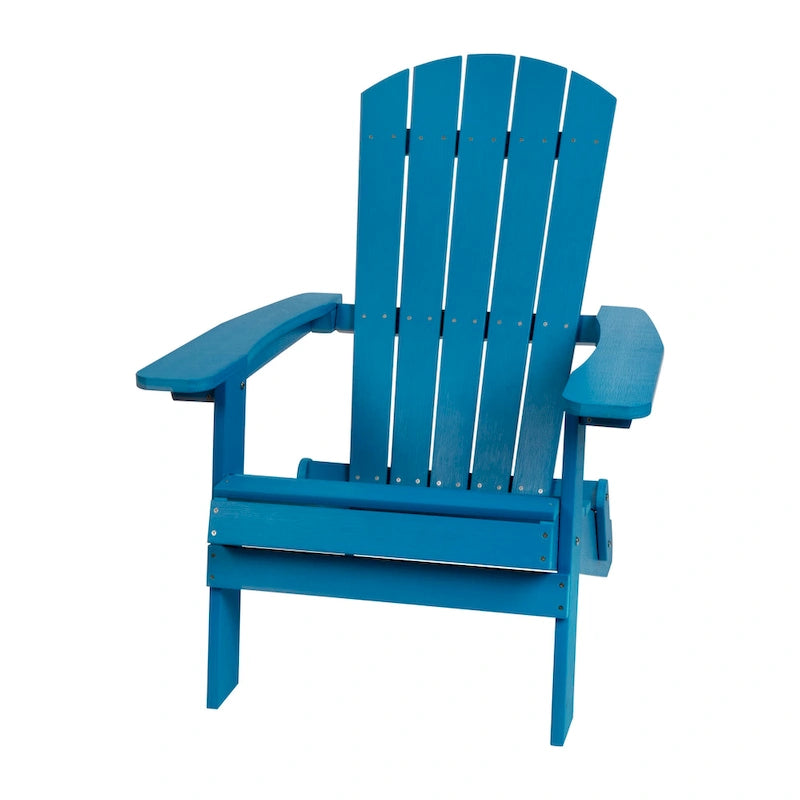 Set of 2 Indoor/Outdoor Folding Adirondack Chairs with Side Table - 34 D x 30.25 W x 37 H