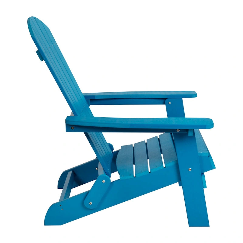 Set of 2 Indoor/Outdoor Folding Adirondack Chairs with Side Table - 34 D x 30.25 W x 37 H