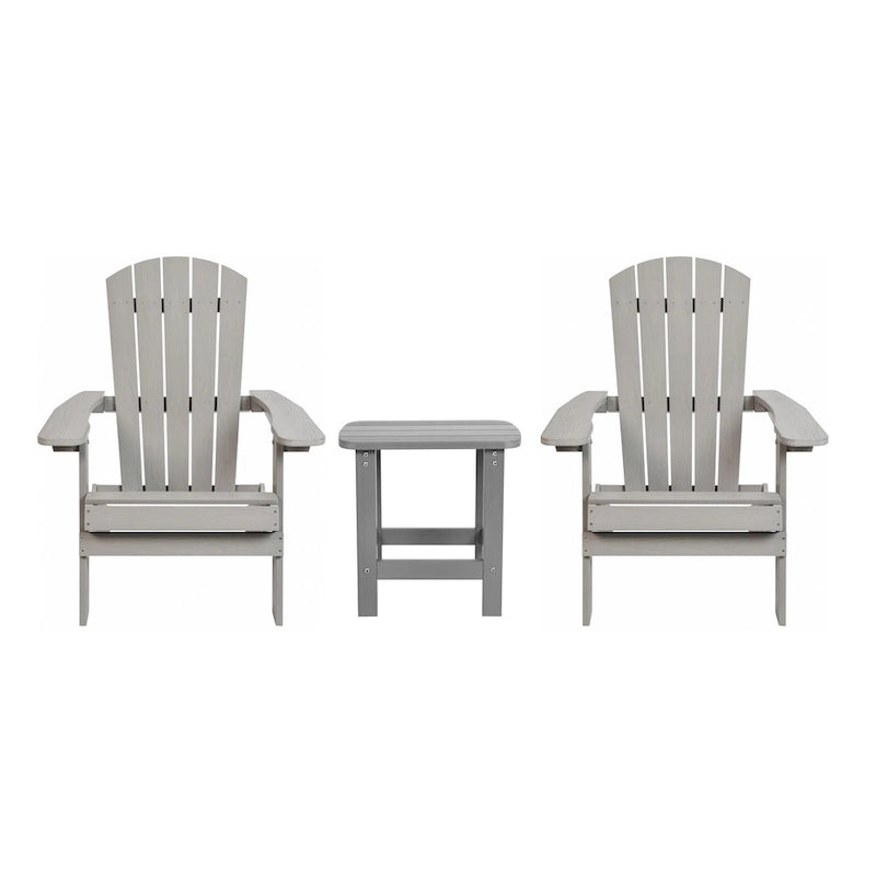 Set of 2 Indoor/Outdoor Folding Adirondack Chairs with Side Table - 34 D x 30.25 W x 37 H