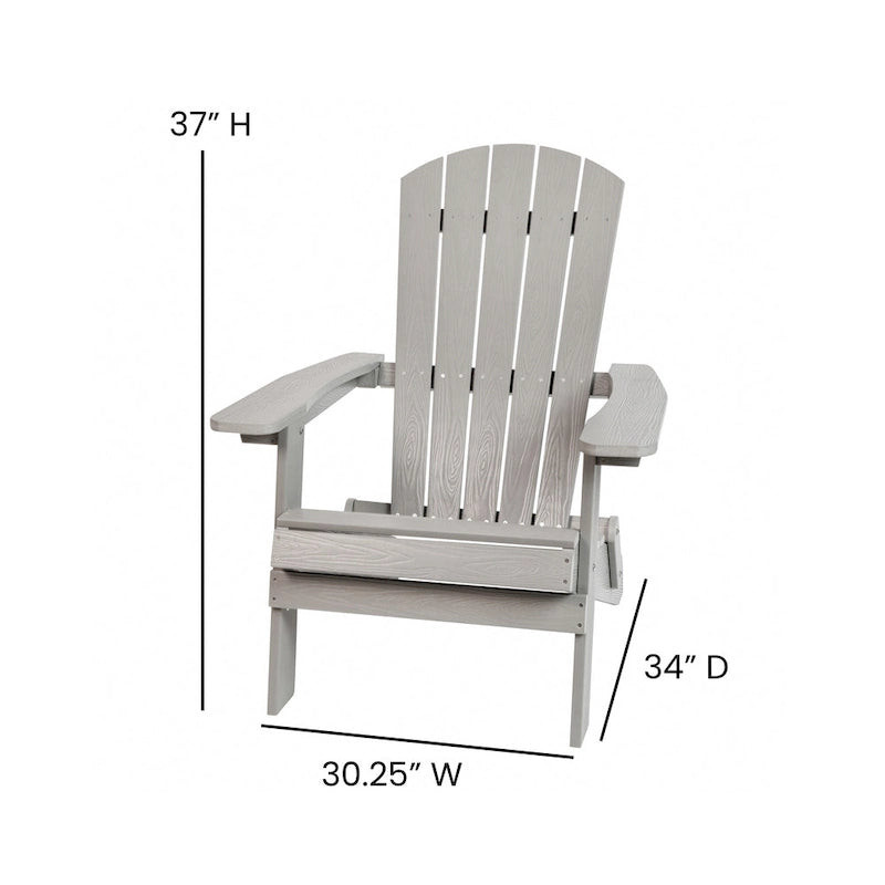 Set of 2 Indoor/Outdoor Folding Adirondack Chairs with Side Table - 34 D x 30.25 W x 37 H