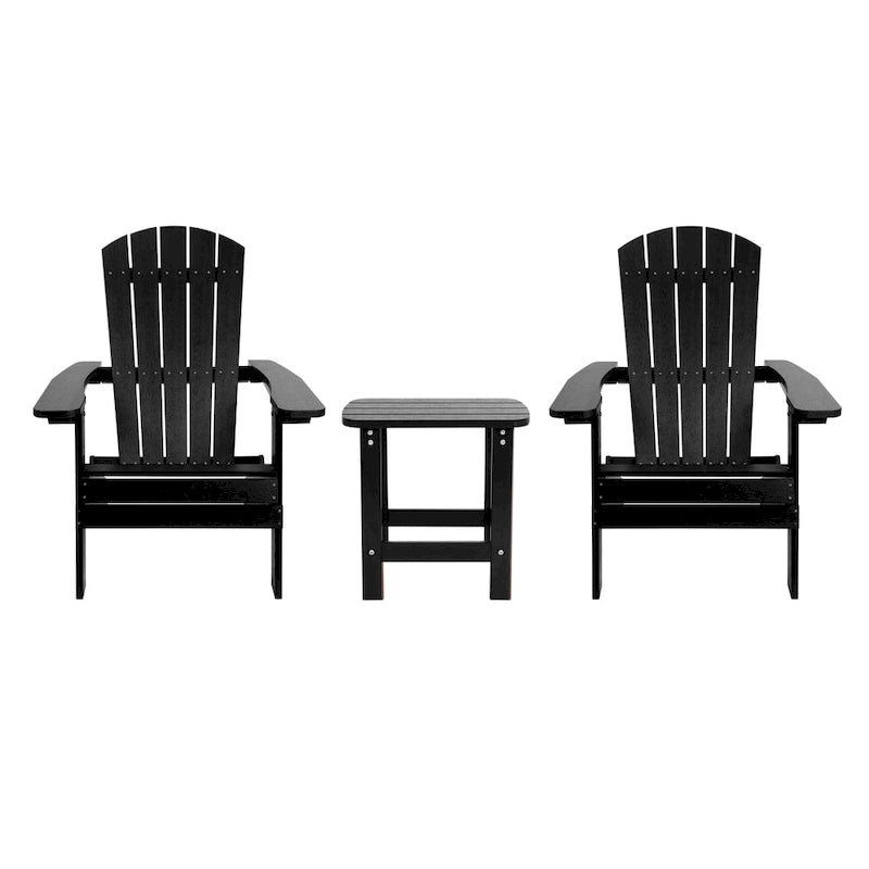Set of 2 Indoor/Outdoor Folding Adirondack Chairs with Side Table - 34 D x 30.25 W x 37 H