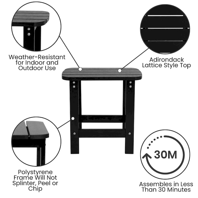 Set of 2 Indoor/Outdoor Folding Adirondack Chairs with Side Table - 34 D x 30.25 W x 37 H