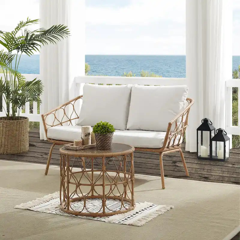 Juniper 2Pc Outdoor Wicker Conversation Set - 67 x54.5 x36 