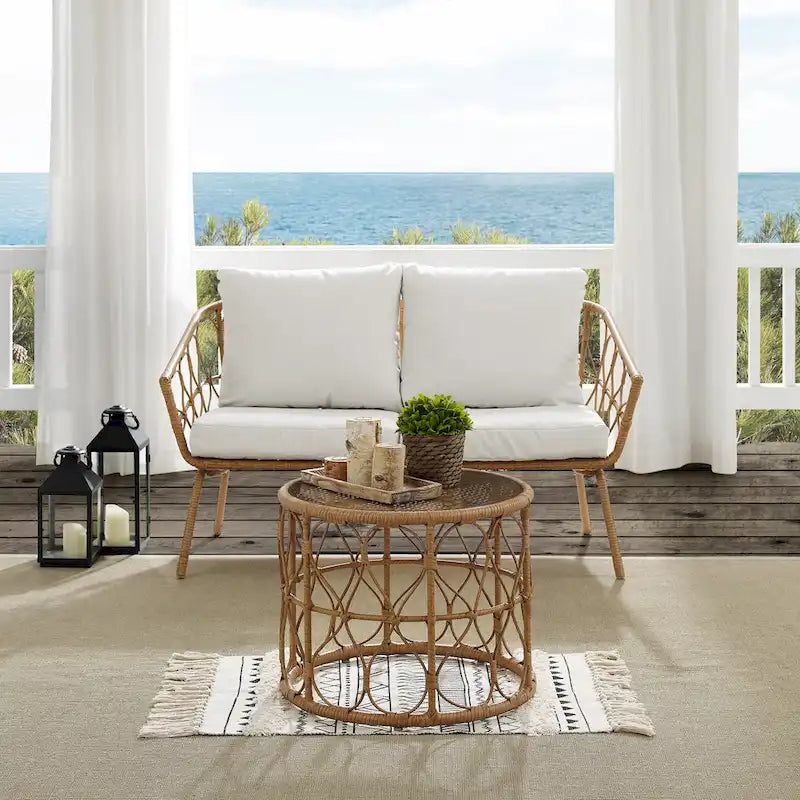 Juniper 2Pc Outdoor Wicker Conversation Set - 67 x54.5 x36