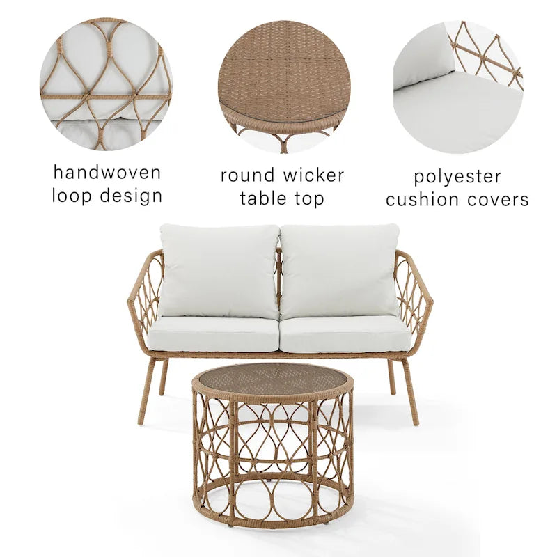 Juniper 2Pc Outdoor Wicker Conversation Set - 67 x54.5 x36