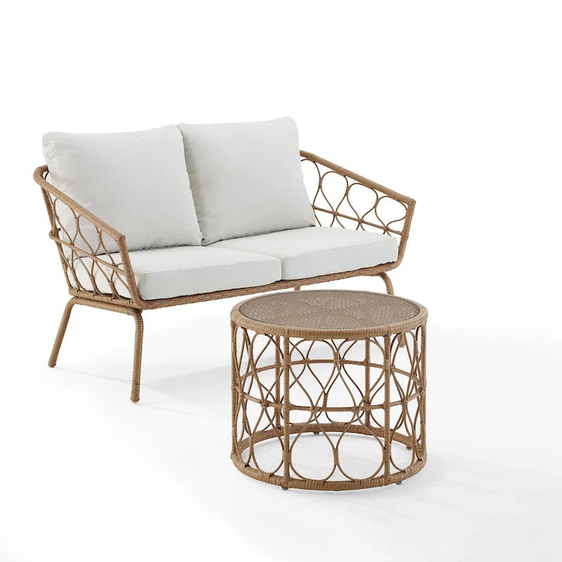 Juniper 2Pc Outdoor Wicker Conversation Set - 67 x54.5 x36