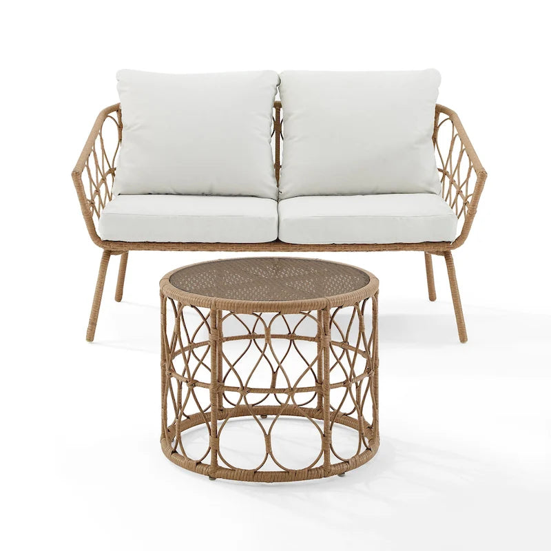 Juniper 2Pc Outdoor Wicker Conversation Set - 67 x54.5 x36