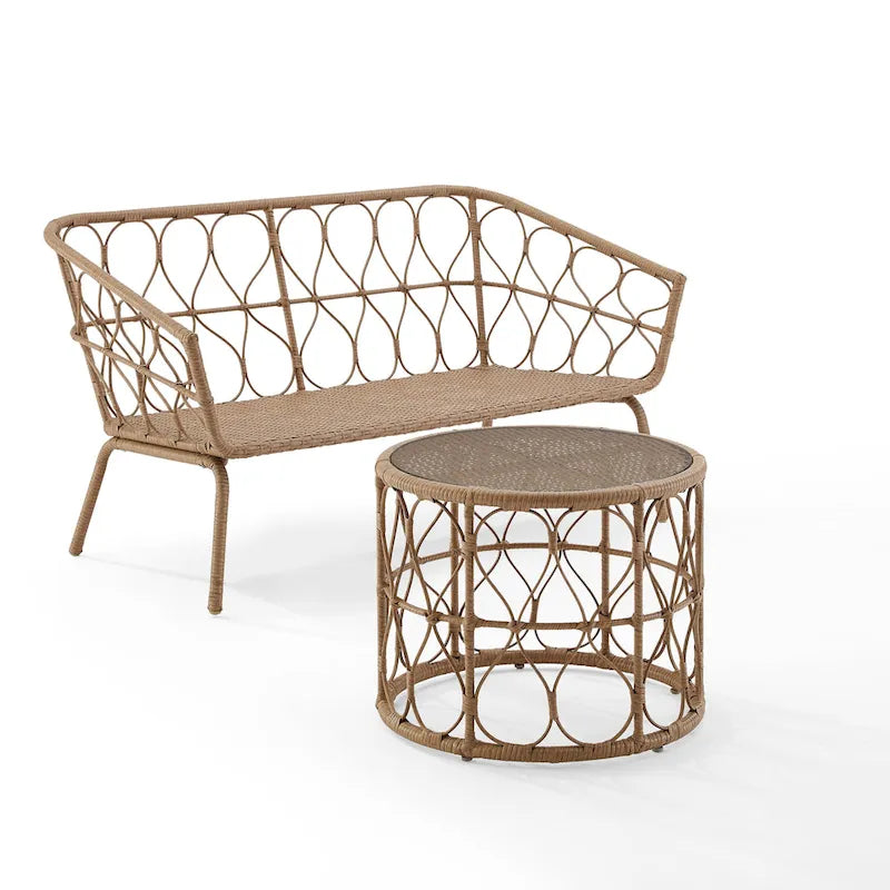 Juniper 2Pc Outdoor Wicker Conversation Set - 67 x54.5 x36