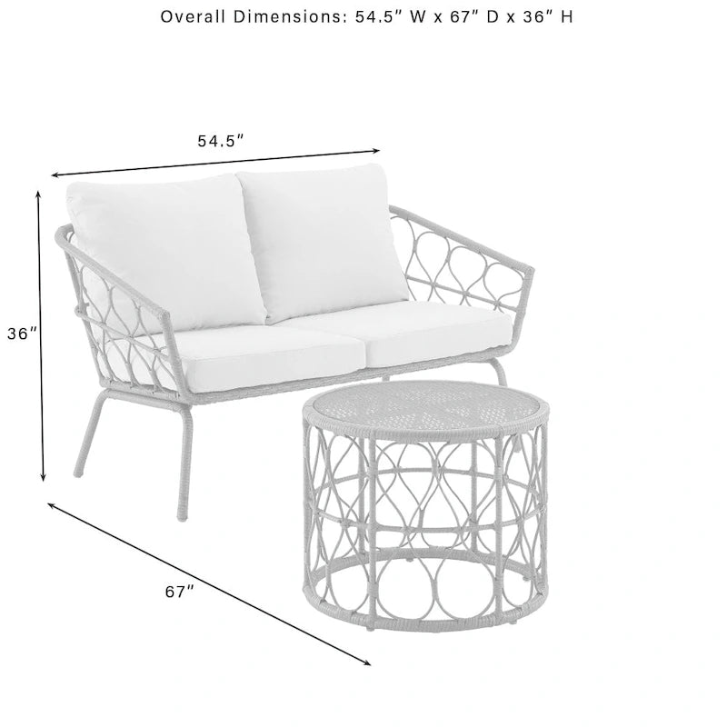 Juniper 2Pc Outdoor Wicker Conversation Set - 67 x54.5 x36