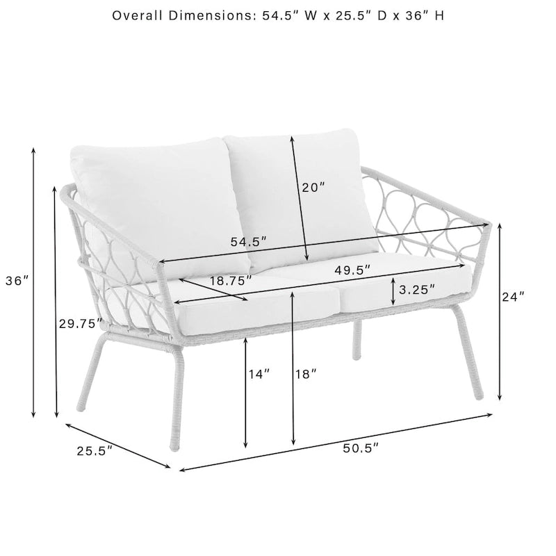 Juniper 2Pc Outdoor Wicker Conversation Set - 67 x54.5 x36