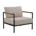Aluminum Frame Patio Chair with Teak Arm Accents and Plush Cushions - 32.5 W x 29.5 D x 24.5 H