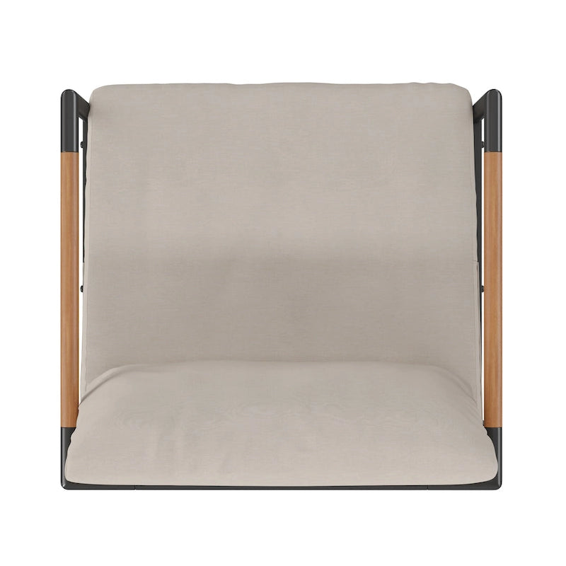 Aluminum Frame Patio Chair with Teak Arm Accents and Plush Cushions - 32.5 W x 29.5 D x 24.5 H