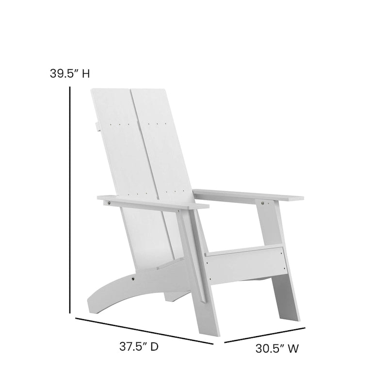Indoor/Outdoor Modern 2-Slat Adirondack Style Chair and Footrest in Gray