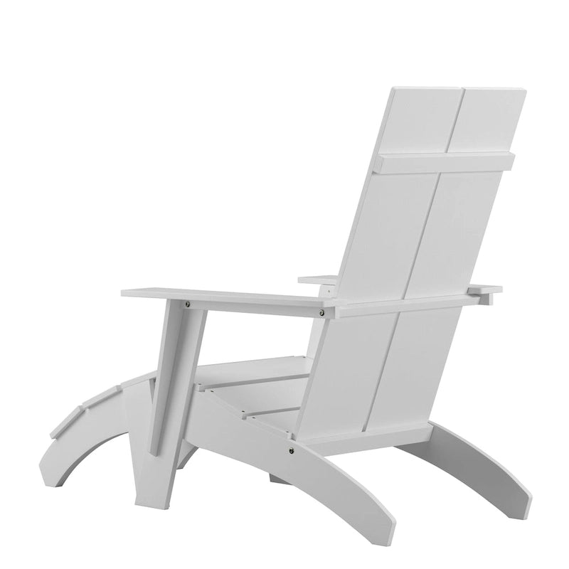 Indoor/Outdoor Modern 2-Slat Adirondack Style Chair and Footrest in Gray