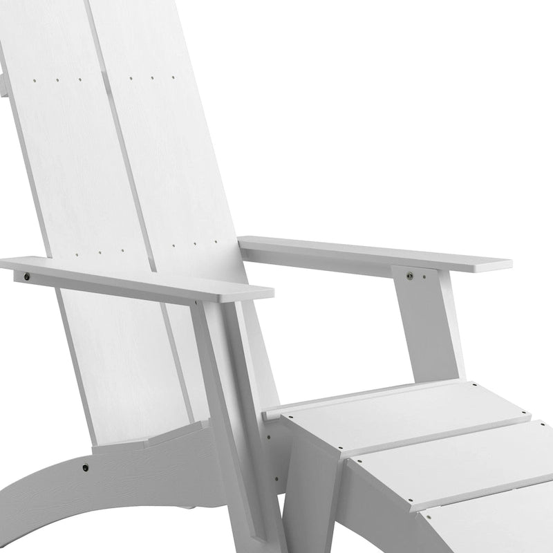 Indoor/Outdoor Modern 2-Slat Adirondack Style Chair and Footrest in Gray