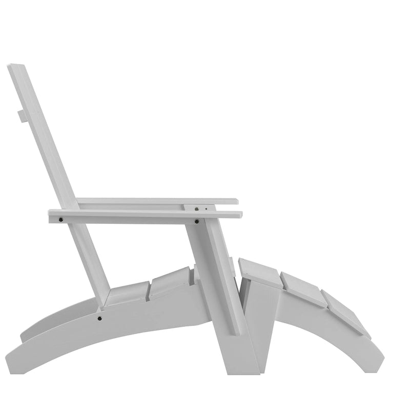 Indoor/Outdoor Modern 2-Slat Adirondack Style Chair and Footrest in Gray