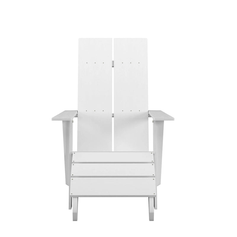 Indoor/Outdoor Modern 2-Slat Adirondack Style Chair and Footrest in Gray