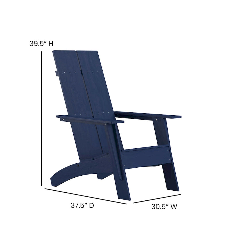 Indoor/Outdoor Modern 2-Slat Adirondack Style Chair and Footrest in Gray