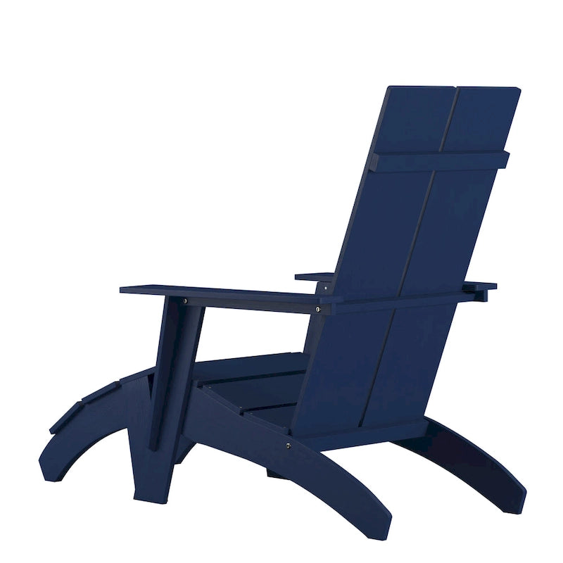 Indoor/Outdoor Modern 2-Slat Adirondack Style Chair and Footrest in Gray