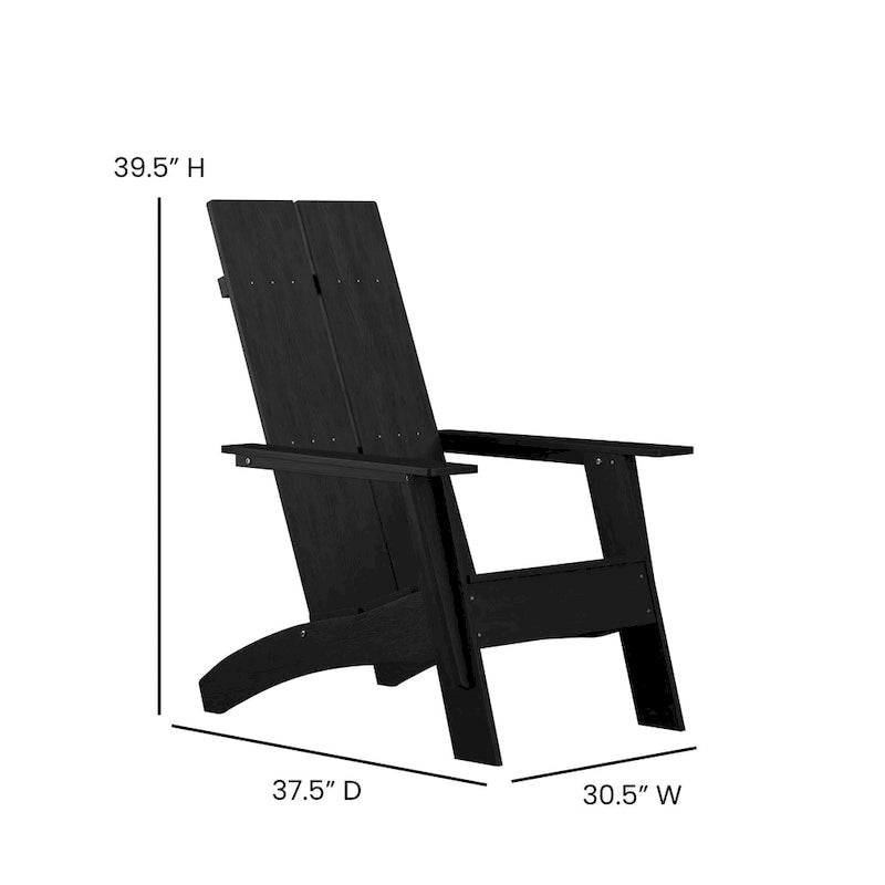 Indoor/Outdoor Modern 2-Slat Adirondack Style Chair and Footrest in Gray