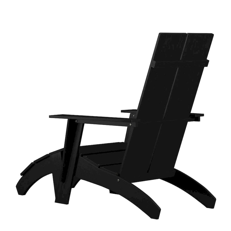 Indoor/Outdoor Modern 2-Slat Adirondack Style Chair and Footrest in Gray