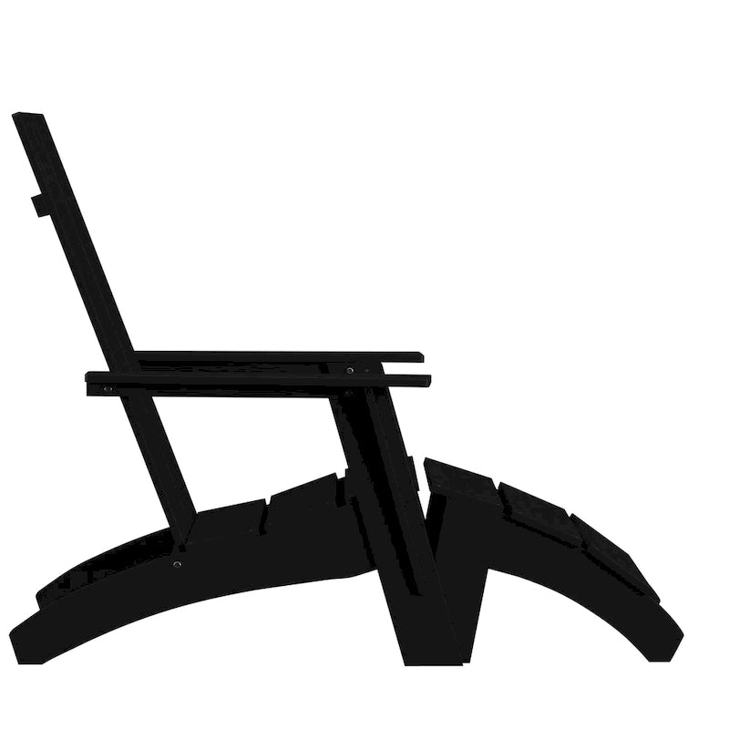 Indoor/Outdoor Modern 2-Slat Adirondack Style Chair and Footrest in Gray