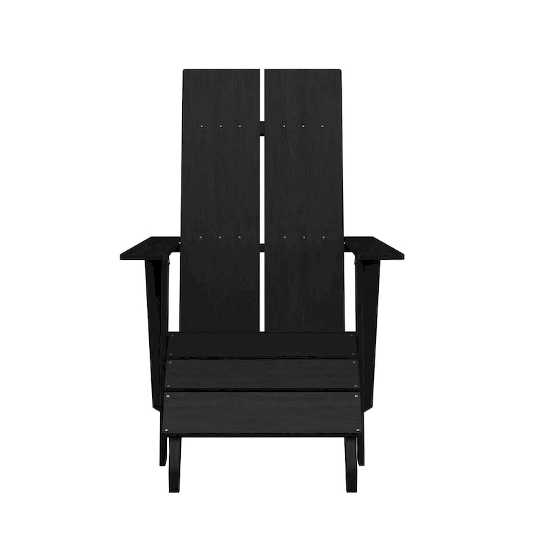 Indoor/Outdoor Modern 2-Slat Adirondack Style Chair and Footrest in Gray
