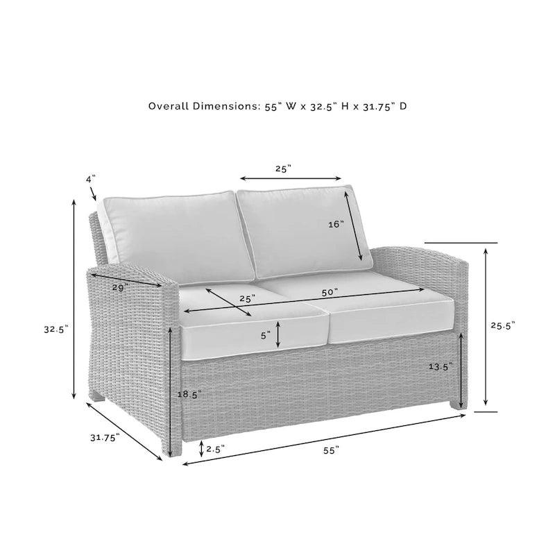 Crosley Bradenton 4Pc Outdoor Wicker Conversation Set