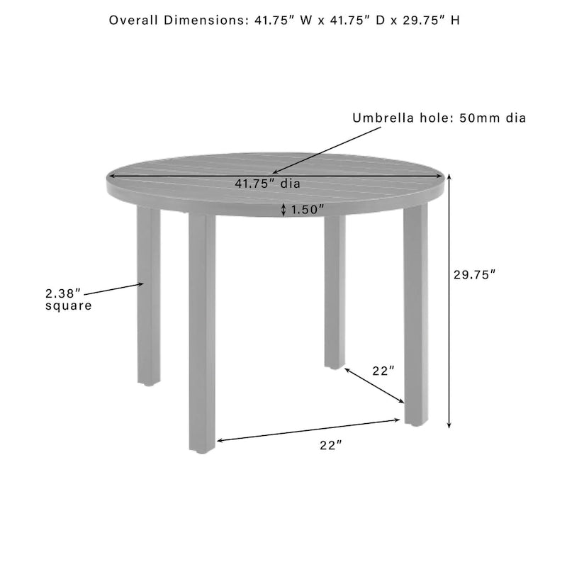 Crosley Kaplan 42  Round Outdoor Metal Dining Table