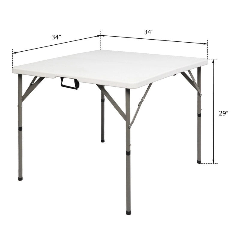 Outdoor 34 in.D x 29 in.H Portable Plastic Camping Table,White