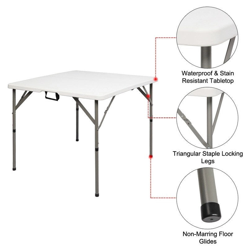 Outdoor 34 in.D x 29 in.H Portable Plastic Camping Table,White