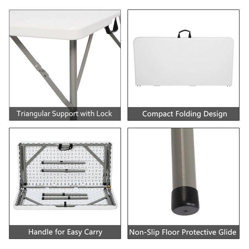 Outdoor 34 in.D x 29 in.H Portable Plastic Camping Table,White