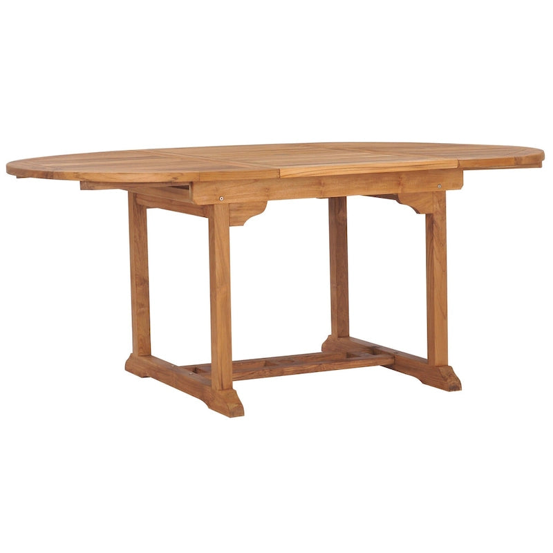Chic Teak 7 Piece Teak Wood Miami Patio Dining Set with Round to Oval Extension Table, 2 Arm Chairs and 4 Side Chairs