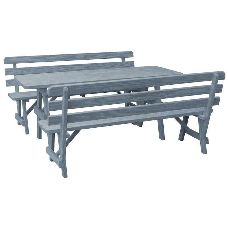 Pine 8' Picnic Table with 2 Backed Benches