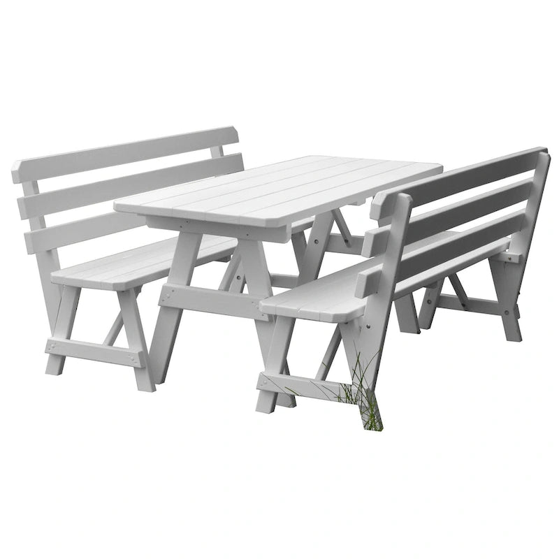 Pine 8' Picnic Table with 2 Backed Benches