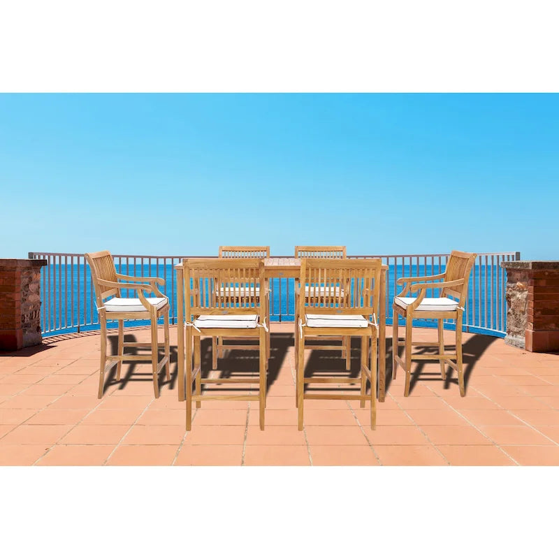 Chic Teak Maldives Rectangular Teak Wood Bistro Bar Table, 63 x 35 inch (table only)
