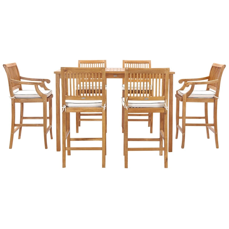 Chic Teak Maldives Rectangular Teak Wood Bistro Bar Table, 63 x 35 inch (table only)