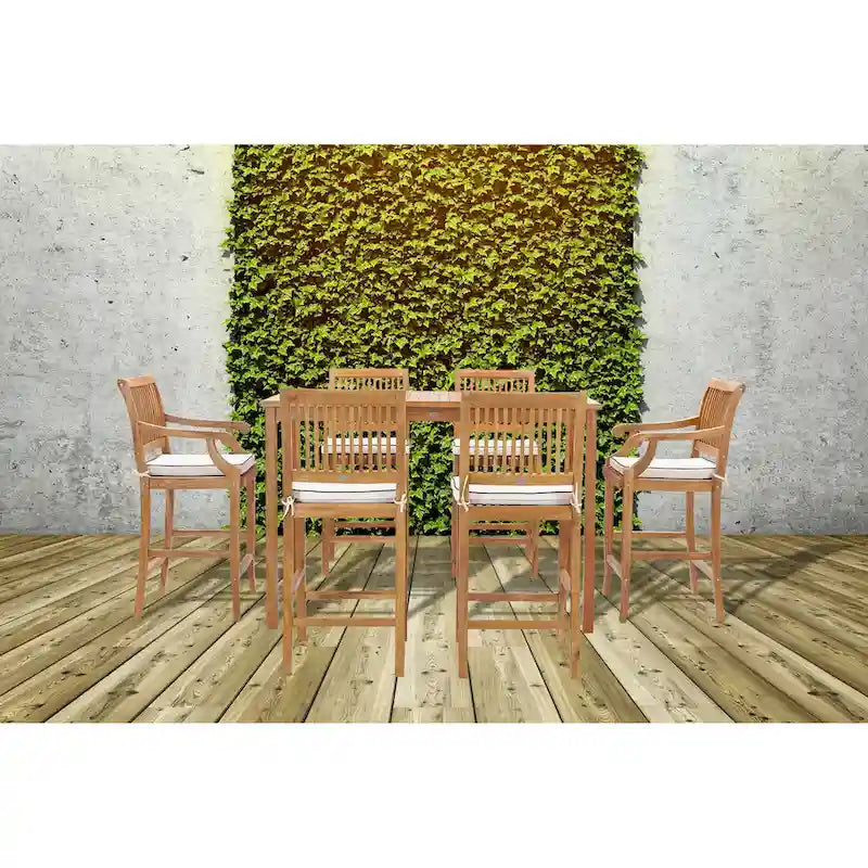 Chic Teak Maldives Rectangular Teak Wood Bistro Bar Table, 63 x 35 inch (table only)