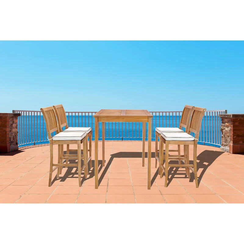 Chic Teak Maldives Rectangular Teak Wood Bistro Bar Table, 63 x 35 inch (table only)