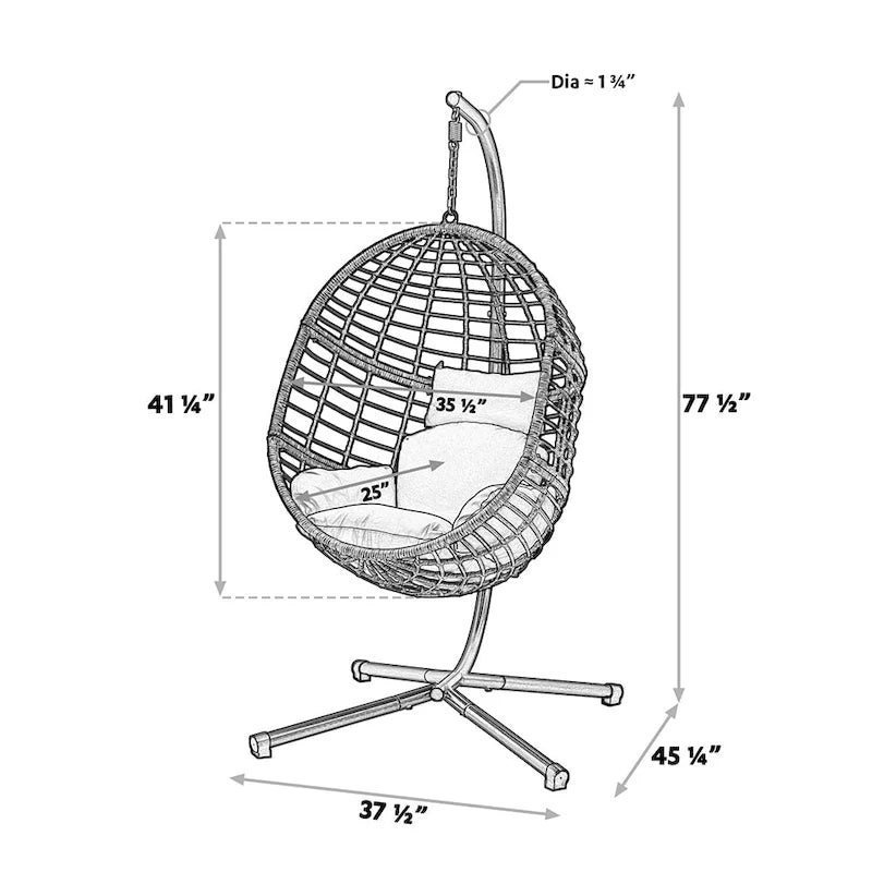 Maypex Outdoor Wicker Basket Swing Chair with Stand