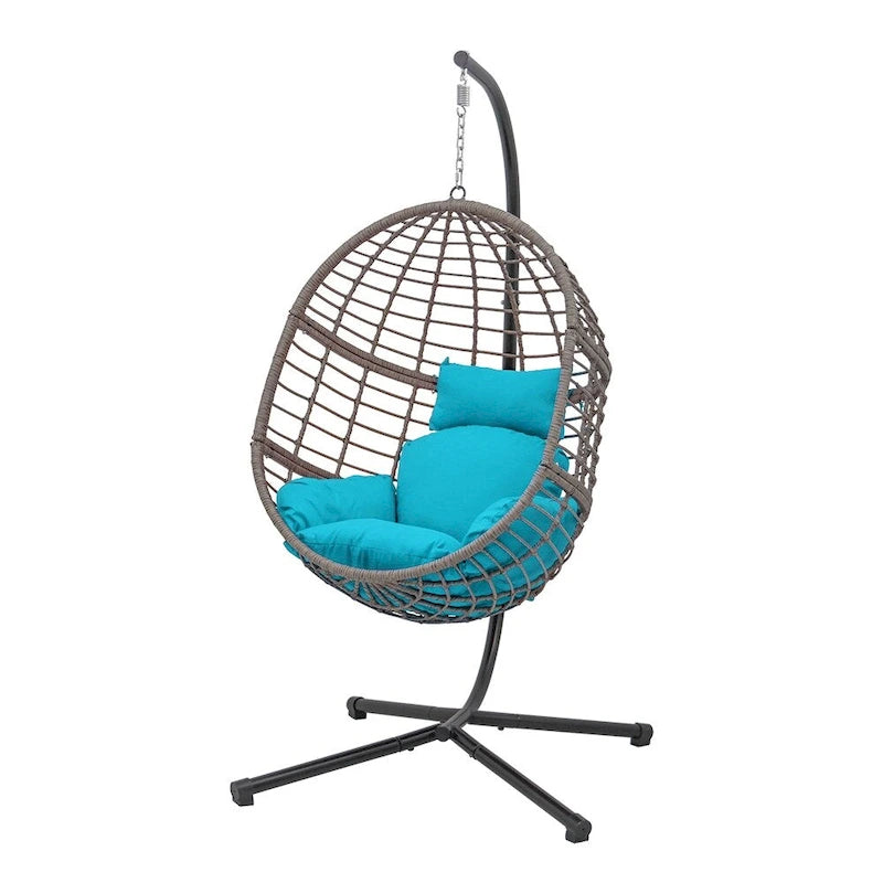 Maypex Outdoor Wicker Basket Swing Chair with Stand