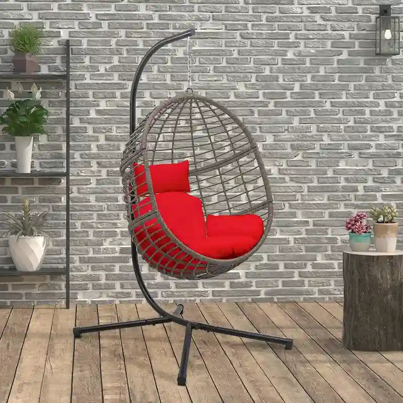 Maypex Outdoor Wicker Basket Swing Chair with Stand