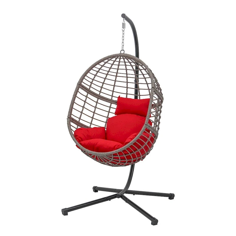 Maypex Outdoor Wicker Basket Swing Chair with Stand