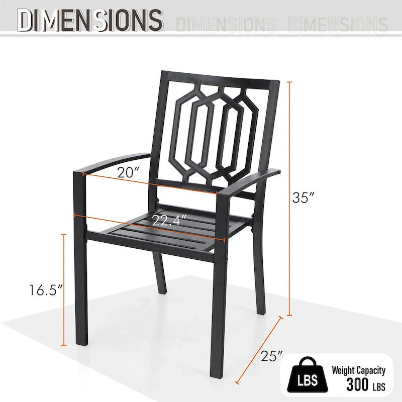 MAISON ARTS 7PCS Patio Dining Set, Large Rectangular Wood Like Top Table with 4 Metal Chairs and 2 Swivel Chairs